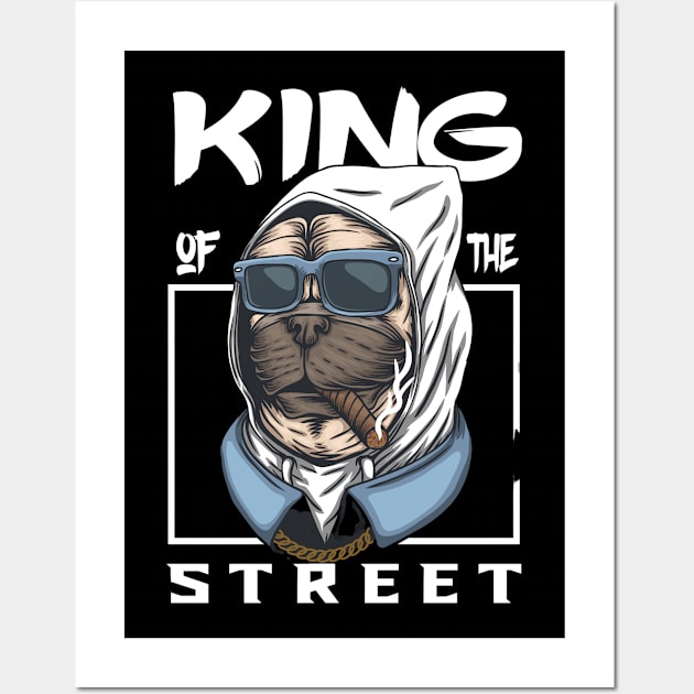 Pug dog king of the street Wall Art by snoddyshop